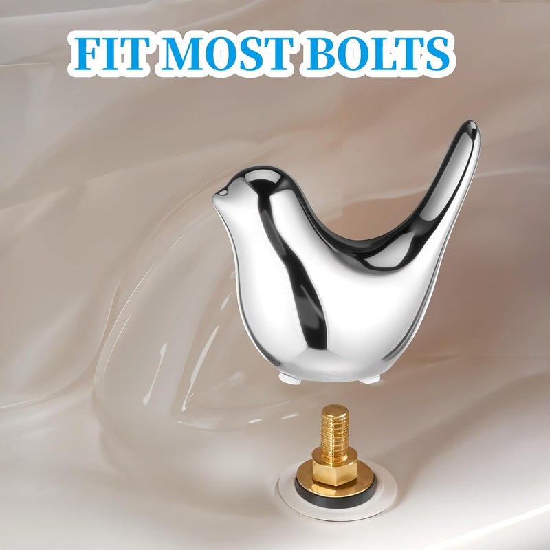 Fyntave 2 Pcs Ceramic Bird Toilet Bolt Covers Decorative Replacement Toilet Screw Cover Caps Cute Bird Toilets Screw Caps Decorative Easy Installation Toilets Bolt Cap for Bathroom Decor (Silver) - Image 4
