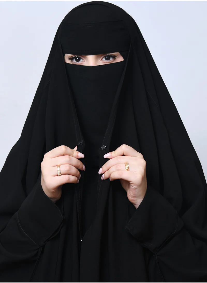 عبايات حوراء خمار اللؤلؤة بكم سوارة مغلق بطقطق ومطاط لتثبيت الرأس