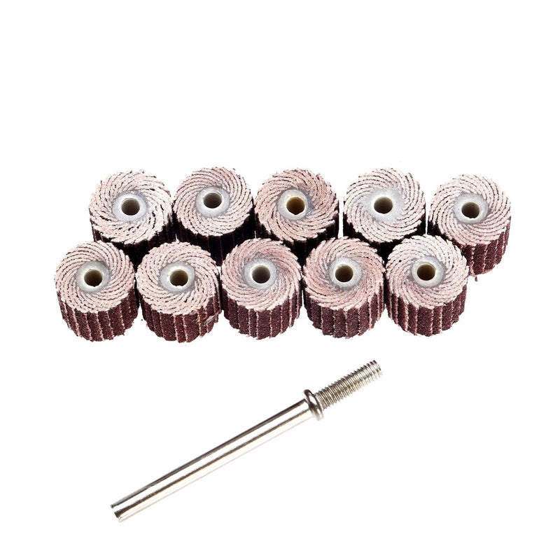 Dophee 10Pcs 240 Grit Flap Sanding Wheel Head Grinding Disc & 3mm Arbor for Rotary Tool, 10mm/0.39" - Image 2