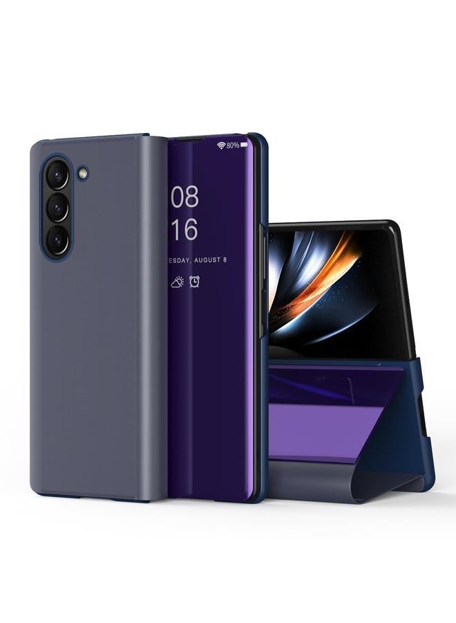 اس-توب جراب لهاتف Galaxy Z Fold 5 5G، جراب جلدي أفقي قابل للطي مع حامل، مطلي بمرآة - Image 1