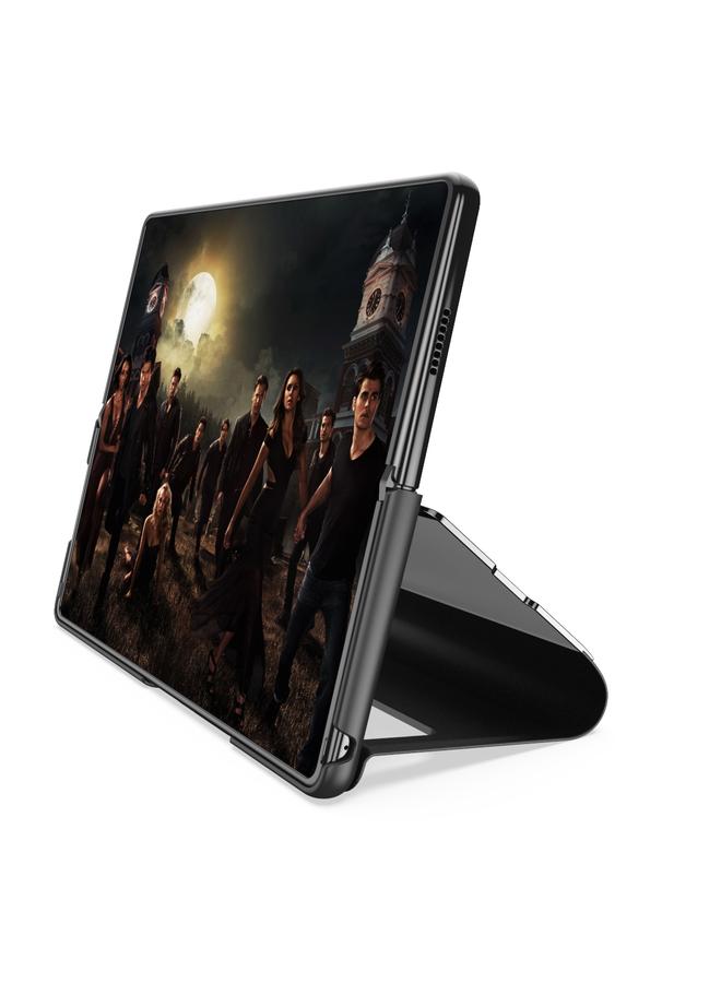 اس-توب جراب لهاتف Galaxy Z Fold 5 5G، جراب جلدي أفقي قابل للطي مع حامل، مطلي بمرآة - Image 3