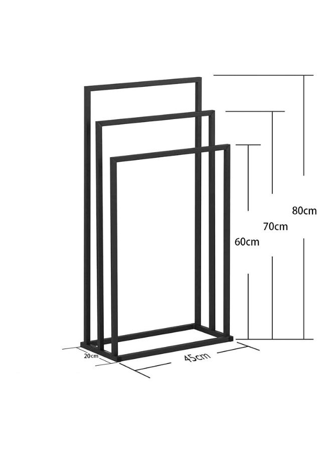 Beauenty Metal Hand Towel Stand with 3 Towel Bars, Black - Image 3