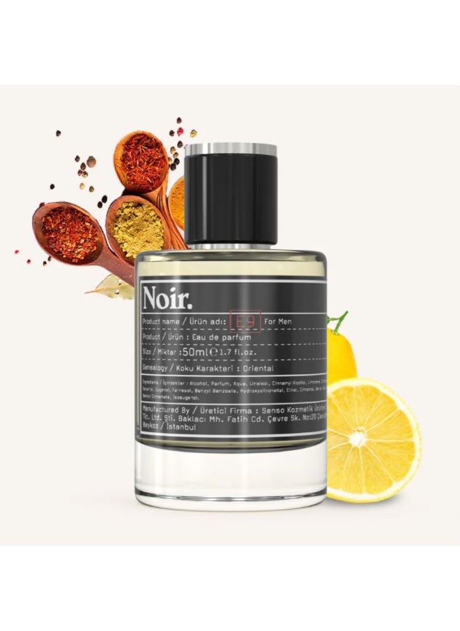 noir NOIR E9 Men's Perfume – Eau De Parfum 50ML | Oriental Scent with Jasmine, Bergamot, Vanilla & Chocolate | Inspired by Tom Ford Black Orchid | Luxury Fragrance | Made in Turkey  - Image 1