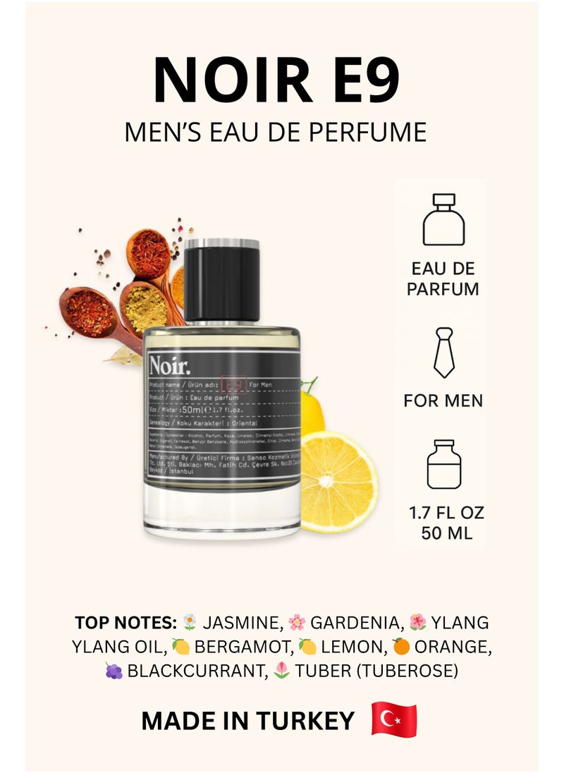 noir NOIR E9 Men's Perfume – Eau De Parfum 50ML | Oriental Scent with Jasmine, Bergamot, Vanilla & Chocolate | Inspired by Tom Ford Black Orchid | Luxury Fragrance | Made in Turkey  - Image 2