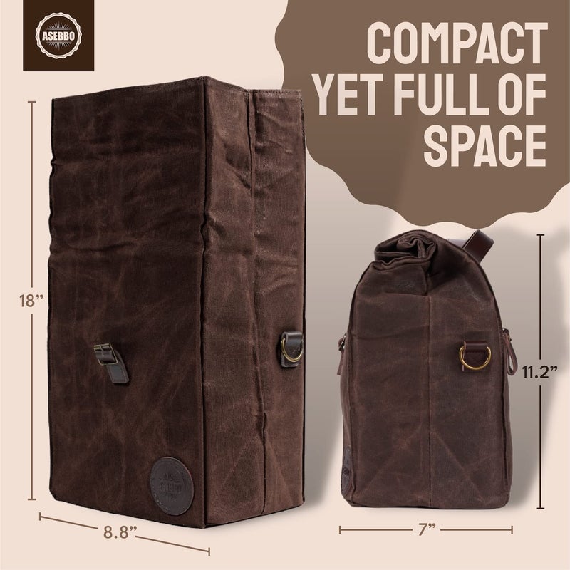ASEBBO Insulated Lunch Bag 10L Sturdy Waxed Canvas Lunch Box for Men and Women, Leakproof Insulated Cooler Bag for Work Picnic Hiking, Lunchbox for Adults with Shoulder Strap (Brown) - Image 5
