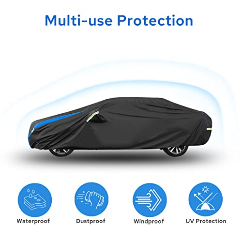 Avecrew غطاء سيارة Avecrew مخصص يناسب هوندا سيفيك سيدان، مقاوم للماء لجميع الأحوال الجوية، غطاء خارجي كامل لحماية من المطر والثلج والأشعة فوق البنفسجية مع تصميم سحاب على جانب الباب - Image 2