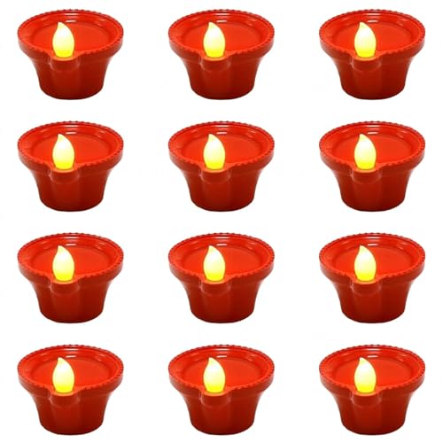 perpetual Water Sensor Diya for Home Decoration - 6 Pcs Electric Flameless & Smokeless LED Diya Lights, Candle for Home Decor, Diwali Festivals Decoration,Christmas,New Year, Festive(A) - Image 1