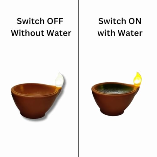 perpetual Water Sensor Diya for Home Decoration - 6 Pcs Electric Flameless & Smokeless LED Diya Lights, Candle for Home Decor, Diwali Festivals Decoration,Christmas,New Year, Festive(A) - Image 4