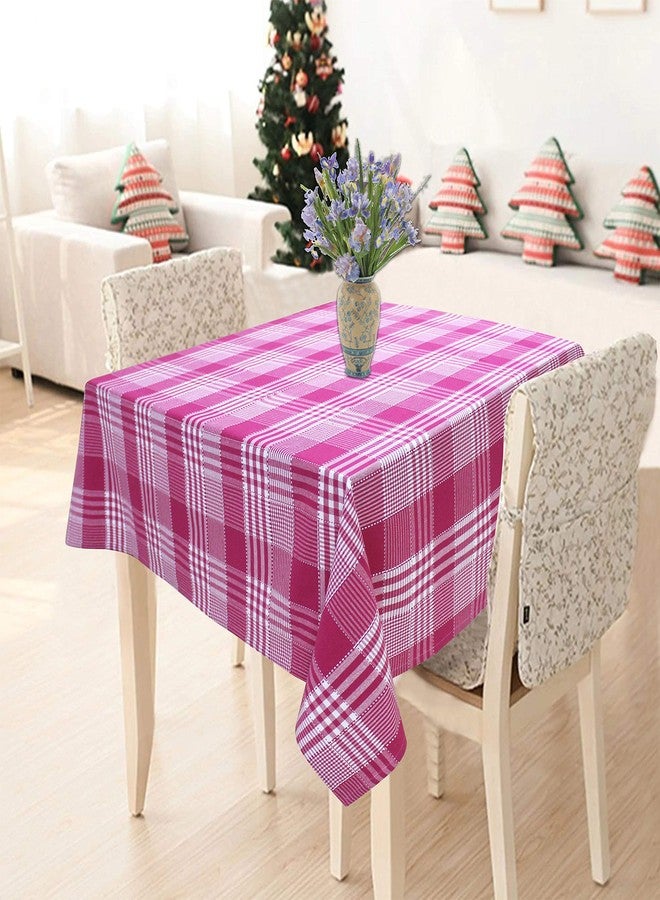 Airwill 100% Cotton Checkered Pattern 2 Seater Square Table Cover Sized, 36x36 inches (Pink, Pack of 1) - Image 1