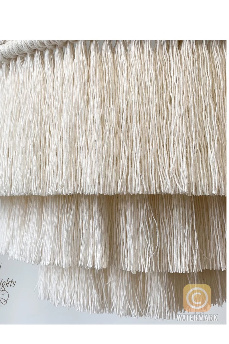 انتيكيانو غطاء مصباح من المكرمية، ثريا بإطلالة بوهيمية مع شراشيب، ديكور معلق للسقف على شكل فانوس، تعليق خارجي للتراس - Image 3