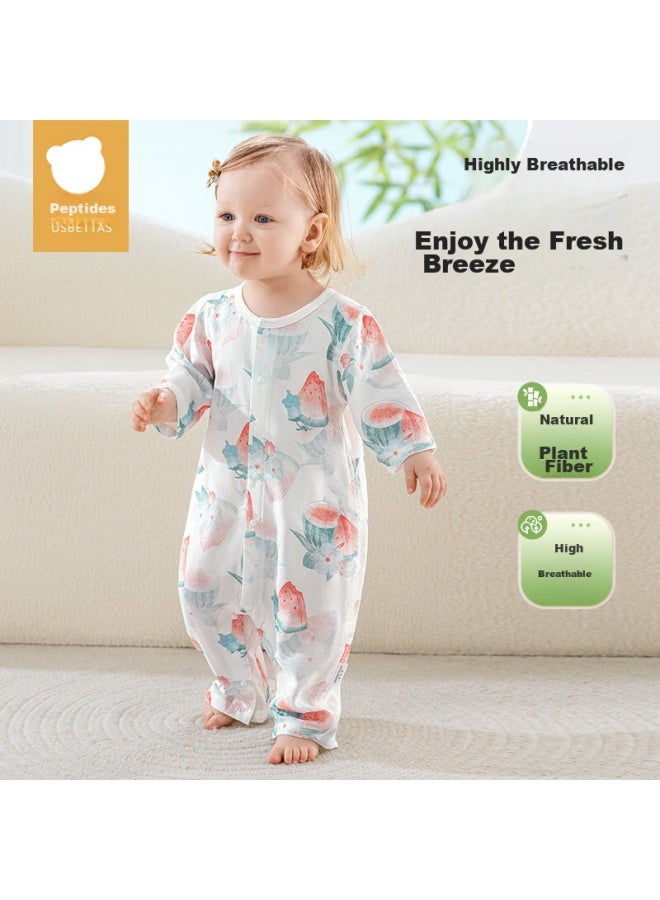 Beptides Beipesi Baby Clothes, Summer Thin Romper, Infant Back Mesh Breathable, Three-quarter Sleeve, Air Conditioning Suit, Pajamas - Image 1