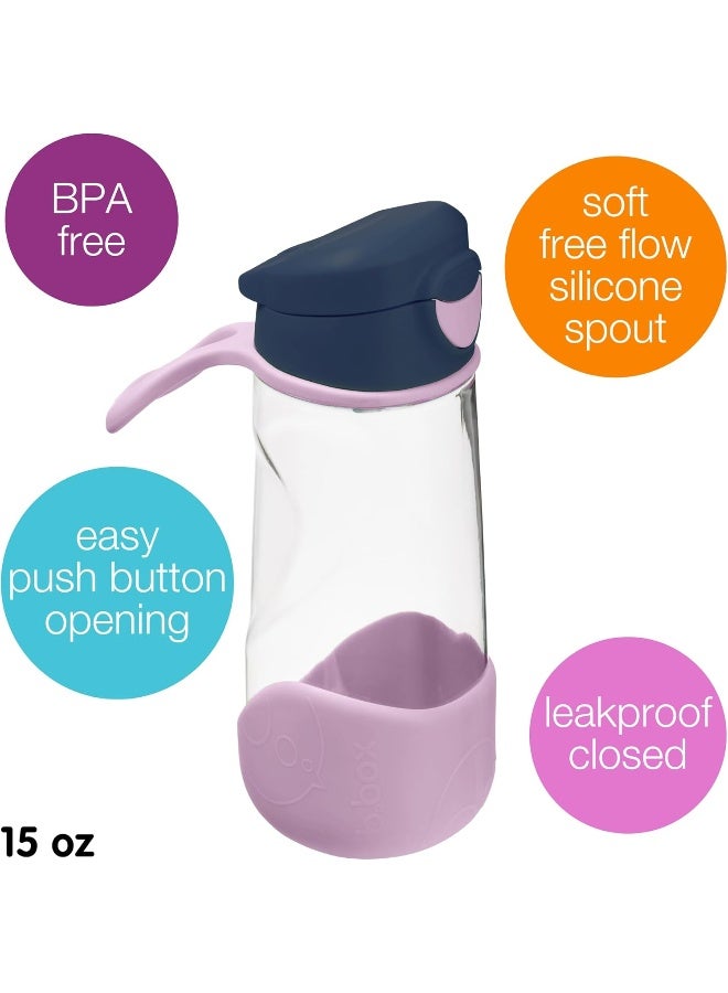 b.box 15oz Sport Spout Bottle | Modern Water Bottle with Flip Top Lid for Kids & Toddlers | Spill Proof, BPA Free (Indigo Rose, 15 oz) - Image 3