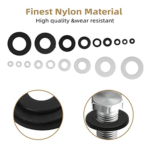 QTEATAK 420 Pcs Black/White Nylon Flat Washers Assortment Kit for M2 M2.5 M3 M4 M5 M6 M8 M10 M12 Screws & Bolt - Image 2