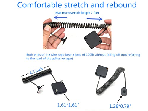 LORADAR 7ft Retractable Cable with Double Sided Adhesive for Gaming Controller, Tablets, Mobile Phones Other Hardware Showroom and Controller, TV, DVD Remote Control Tether (4Pack) - Image 2