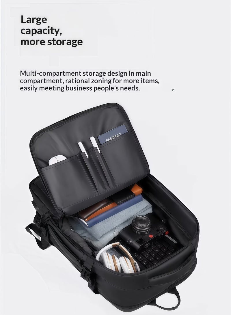 Skycare Expandable Travel Laptop Backpack for Men, Large Business Computer Bag with USB Charging Port, Water Resistant Flight Approved Carry On Daypack with Chest Strap, Fits 15.6-17 Inch Laptop (Black) - Image 3