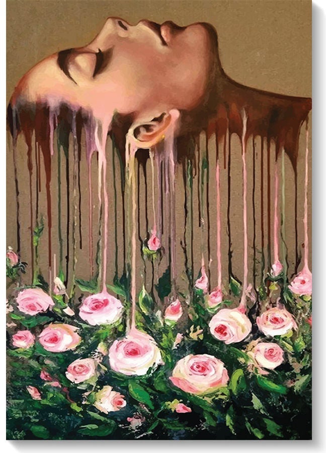 RYN Flowers Girl Wall Art Multicolour 40x60cm - Image 1