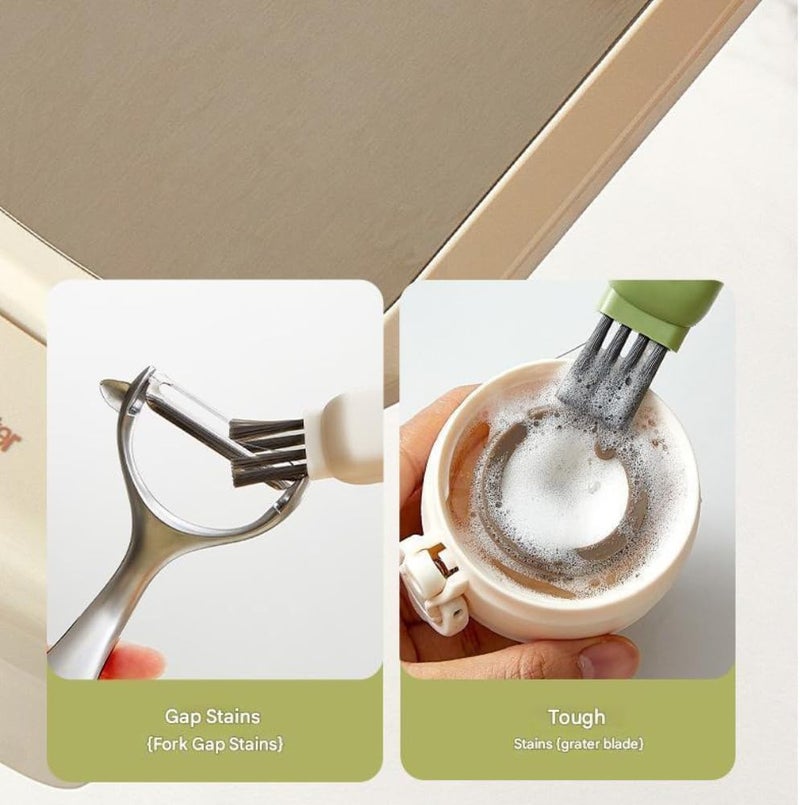 2Pcs Multifunction 4-In-1 Kitchen Cleaning Brush Set - Knife, Bottle, Blade Cleaner & Sharpener - Image 4