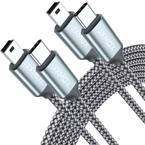 JXMOX USB C to Mini USB Cable,(3.3ft 2-Pack) Mini USB to Type C Cable Charging Cord for GoPro Hero 3+, PS3 Controller, MP3 Player, Dash Cam, Digital Camera, GPS Receiver, PDAs and More Mini B Devices - Image 1