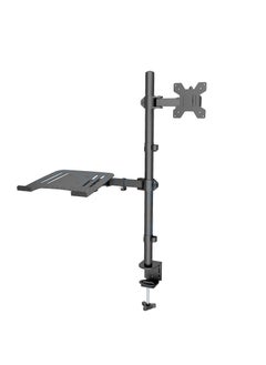 FlashHawk Laptop and Monitor Mount Stand with Tray for 1 Laptop Notebook up to 17 inch and 1 Monitor up to 32 inch  - Image 1