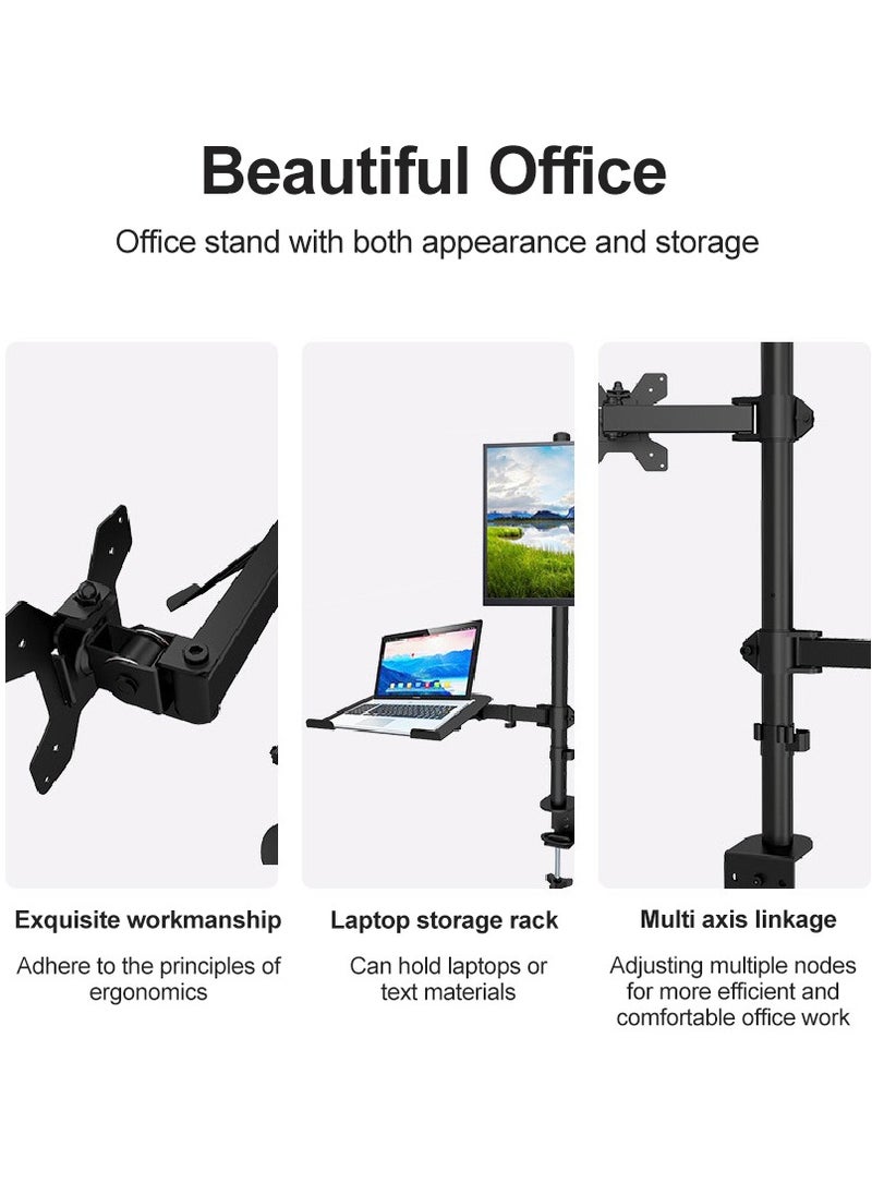 FlashHawk Laptop and Monitor Mount Stand with Tray for 1 Laptop Notebook up to 17 inch and 1 Monitor up to 32 inch  - Image 4