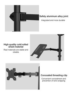FlashHawk Laptop and Monitor Mount Stand with Tray for 1 Laptop Notebook up to 17 inch and 1 Monitor up to 32 inch  - Image 5