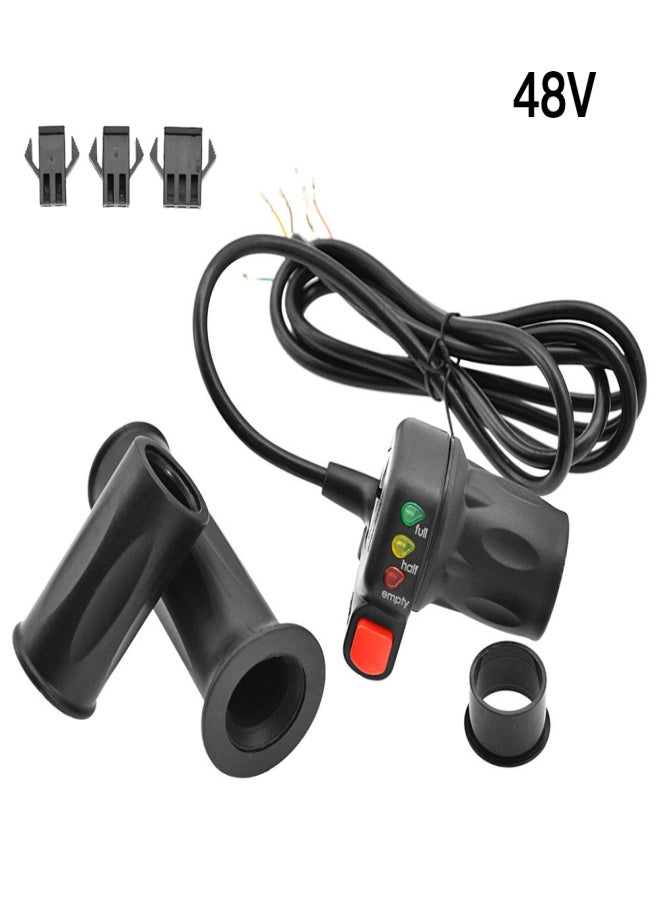 WUXING 36V/48V Right and Left Electric Bike Handlebar Throttle Grip with Battery Indicator Power Switch Ebike Twist Throttle Handle Thumb Throttle - Image 5