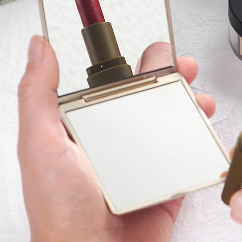 SHOWERORO 3pcs Rose Gold Light Gold Metallic Silver Foldable Pocket Mirror Compact Handheld Makeup Mirror with Magnification for Travel and Purse Use - Image 4