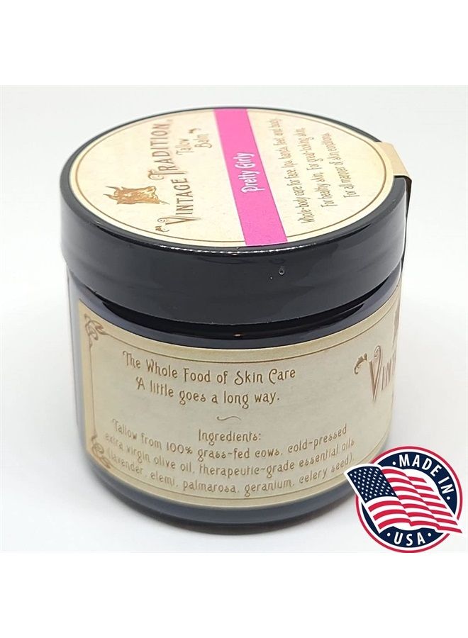 vintage tradition Beef Tallow All Purpose Balm – Healing, Hydrating Floral Skin Care Salve Replaces Body Lotion, Hand Cream, More – Essential Oil, Olive Oil, and Grass-Fed Tallow by Vintage Tradition, 2 fl. oz. - Image 1