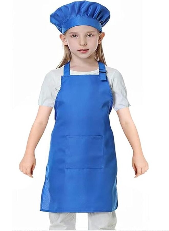 YANEK طقم مئزر وقبعة طباخ للأطفال من يانيك، مئزر مطبخ للأطفال قابل للتعديل مع 2 جيب وقبعة طباخ | زي طباخ للأطفال، مئزر للأطفال لمجموعة الرسم، الخبز، الطهي (5-12 سنة) - Image 1