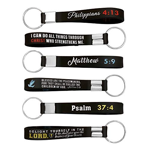 CAPTIVAMKT (12 Pack) Christian Bible Keychains with Scripture - Bulk Wholesale Silicone Key Chains - Christian Gifts for Church, First Communion, Easter, Christmas, VBS - Phillippians 4:13 - Image 1