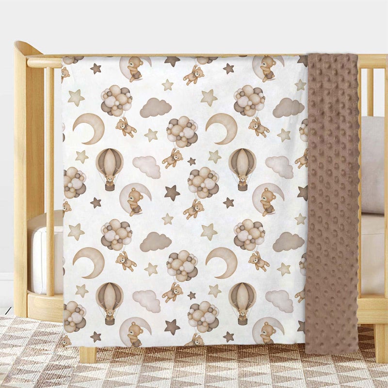 Buerhanerry Bear Baby Blanket for Unisex Boys Girls, Brown Bear Toddler Soft Minky Blanket with Double Layer Dotted Backing, Nursery Newborn Baby Crib Receiving Blanket, 30"x40" - Image 2