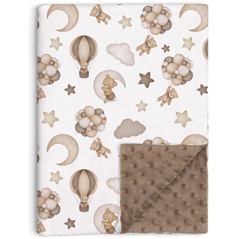 Buerhanerry Bear Baby Blanket for Unisex Boys Girls, Brown Bear Toddler Soft Minky Blanket with Double Layer Dotted Backing, Nursery Newborn Baby Crib Receiving Blanket, 30"x40" - Image 1