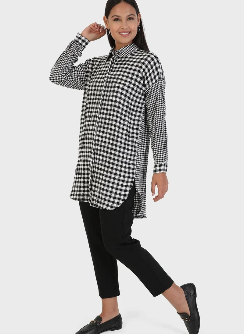 Benin by modanisa Checked Shirt Tunic
