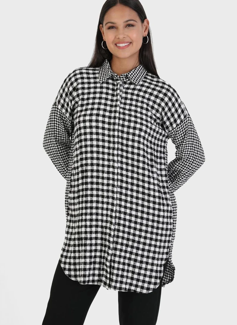 Benin by modanisa Checked Shirt Tunic