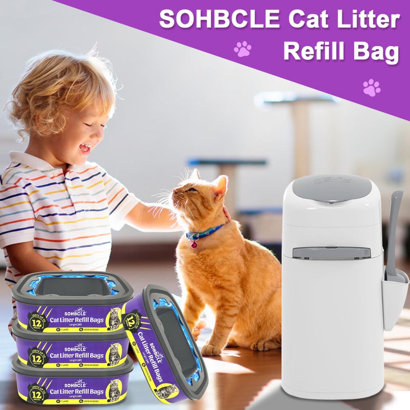 SOHBCLE Upgraded Cat Litter Refill Bags|8-Pack Cartridges Compatible with Genie Cat Litter Refills Standard,Plus and Style Pail |7-Layer Superior Odor Control (NOT Compatible with XL) - Image 3