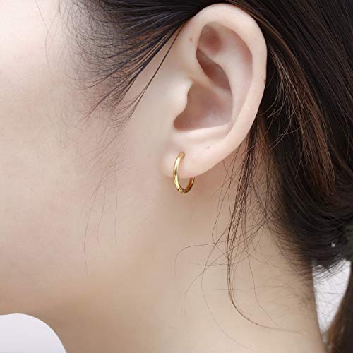 Vishoca Surgical Stainless Steel Thin Hoop Earrings 6mm/8mm/10mm Small Huggie Hoop Earrings for Women and Men (C: Diameter 10mm (4 Color),4 Pairs) - Image 4