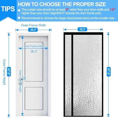 RELIANCER Magnetic Thermal Insulated Door Curtain,Waterproof EVA Door Cover,Left Right Side Opening,Fit Doors Size 36"x96",Self-Closing Insulated Doorway Curtain,Patio Auto Close Thermal Doors Screen - Image 2