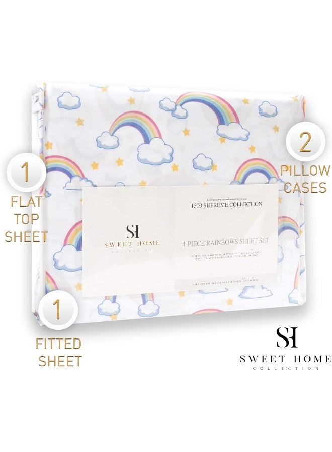Sweet Home Collection 1500 Supreme Kids Bed Sheet Collection  Fun Colorful and Comfortable Boys and Girls Toddler Sheet Sets  Deep Pocket Wrinkle Free Soft and Cozy Bedding  Full Rainbows  - Image 3