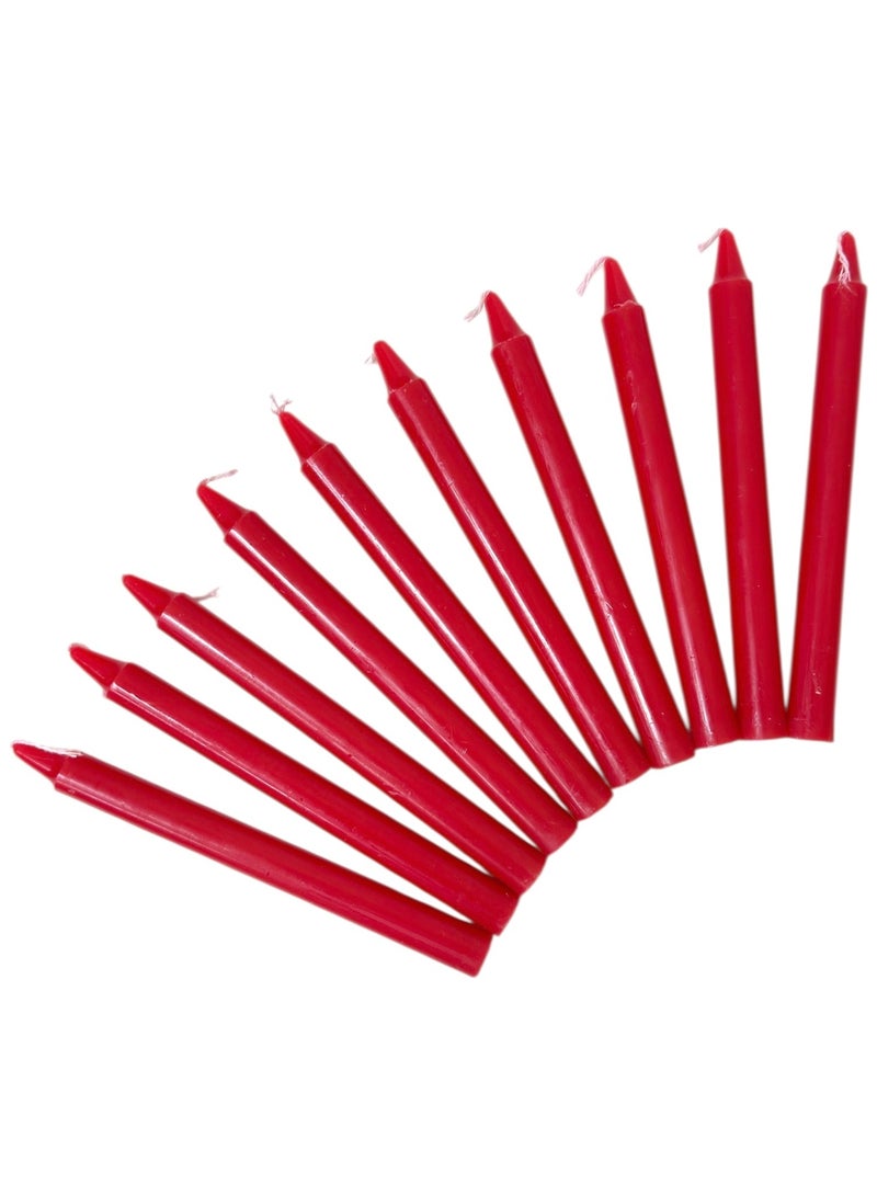 Taper Candles Red Color 10Pcs Long Candles 1.8cm Round x 19cm Long Unscented Candles - Image 1