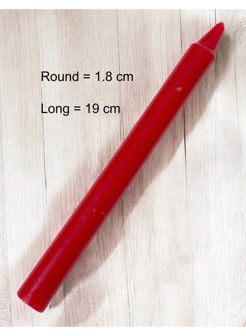 Taper Candles Red Color 10Pcs Long Candles 1.8cm Round x 19cm Long Unscented Candles - Image 3