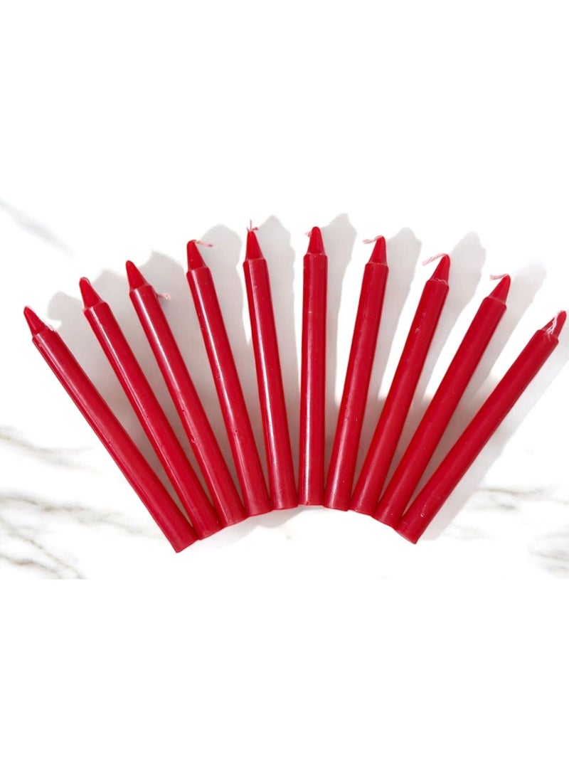 Taper Candles Red Color 10Pcs Long Candles 1.8cm Round x 19cm Long Unscented Candles - Image 4