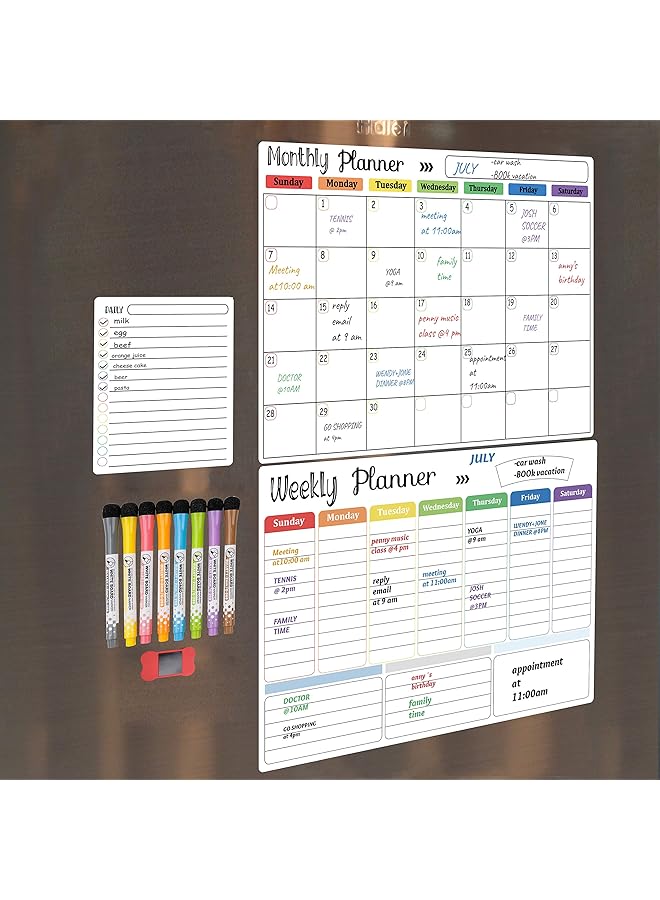 erorex Magnetic Whiteboard Weekly Calendar Planner Board Set Including Grocery Shopping List Magnetic Markers And Whiteboard Eraser Dry Erase Stain For Kitchen Or Office Weekly Monthly And Daily  - Image 4