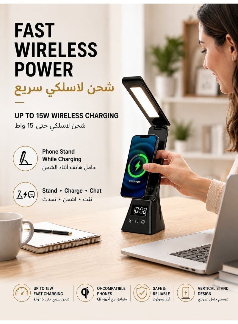 ميفيدو مصباح مكتبي ذكي قابل للطي بتقنية LED، مصباح طاولة لاسلكي الشحن لحماية العين، مصباح قراءة محمول للطلاب للدراسة والاستخدام المنزلي والمكتبي - Image 5