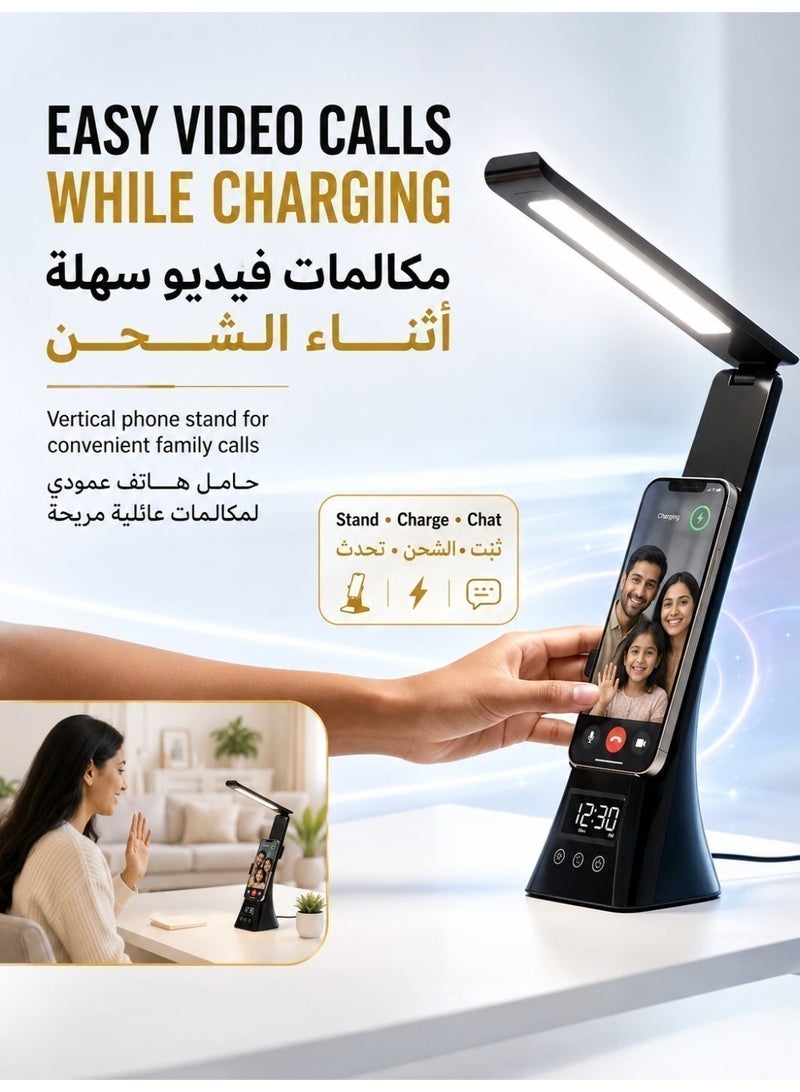 ميفيدو مصباح مكتبي ذكي قابل للطي بتقنية LED، مصباح طاولة لاسلكي الشحن لحماية العين، مصباح قراءة محمول للطلاب للدراسة والاستخدام المنزلي والمكتبي - Image 4