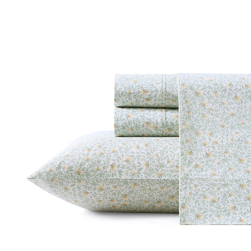 Tommy Bahama - Queen Sheets  Cotton Percale Bedding Set  Crisp & Cool  Stylish Bedding Set (Crane Flower Green  Queen) - Image 2