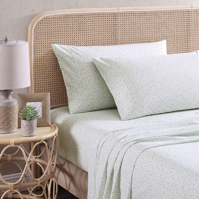 Tommy Bahama - Queen Sheets  Cotton Percale Bedding Set  Crisp & Cool  Stylish Bedding Set (Crane Flower Green  Queen) - Image 1