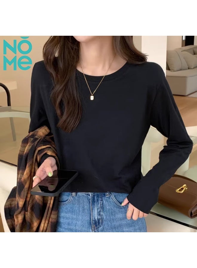 Nome Women's Long Sleeve T-shirt Spring Autumn Winter Loose Fit Basic Shirt Casual Top White L - Image 4