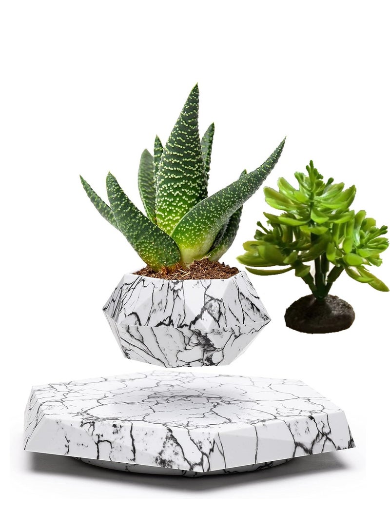 دراكسون وعاء نبات دراكسون الرفع العائم للنباتات الصغيرة. ارفع مستوى المساحة لديك باستخدام وعاء النبات العائم - هدية مذهلة لديكور المنزل والمكتب (رخام) - Image 2