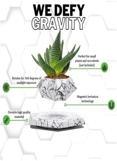 Draxon Draxon Levitating Plant Pot Floating Hanging Planter for Small Plants. Elevate Your Space Level with The Floating Plant Pot – Stunning Home and Office Decor Gift (Marbel)  - Image 2