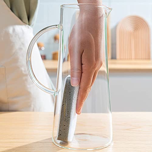 Mivana Premium Juice and Water Glass Pitcher jug with Stainless Steel Lid and 1.8 Liter Water jug with Handle hot Cold Water, ice Lemon Tea, Milk and Juice Beverage Carafes (Round Jug) - Image 4